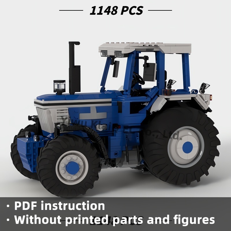 Farming Agriculture Model - ชุดตัวต่อรถแทรกเตอร์ฟาร์มสีน้ำเงินคลาสสิก MOC 1148 ชิ้น ชุดตัวต่อรถเครื่องจักรกลหนักสำหรับผู้ใหญ่